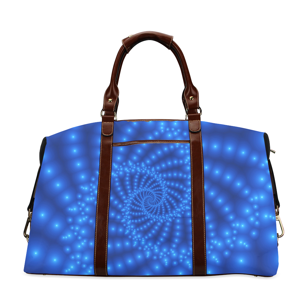 Glossy Blue Beads Spiral Fractal Classic Travel Bag (Model 1643)