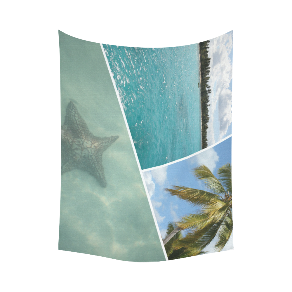 Caribbean Collage Cotton Linen Wall Tapestry 80"x 60"