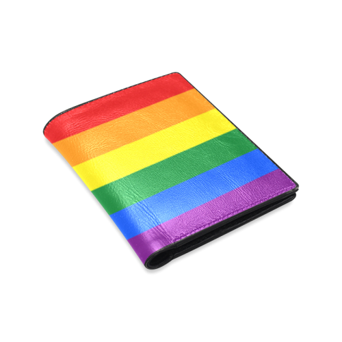 Gay Pride Rainbow Flag Stripes Men's Leather Wallet (Model 1612)