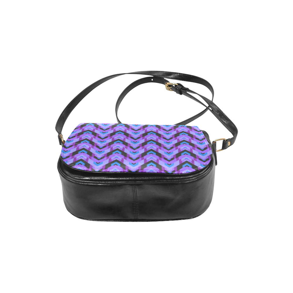 Purple Chevrons Stripes Classic Saddle Bag/Large (Model 1648)