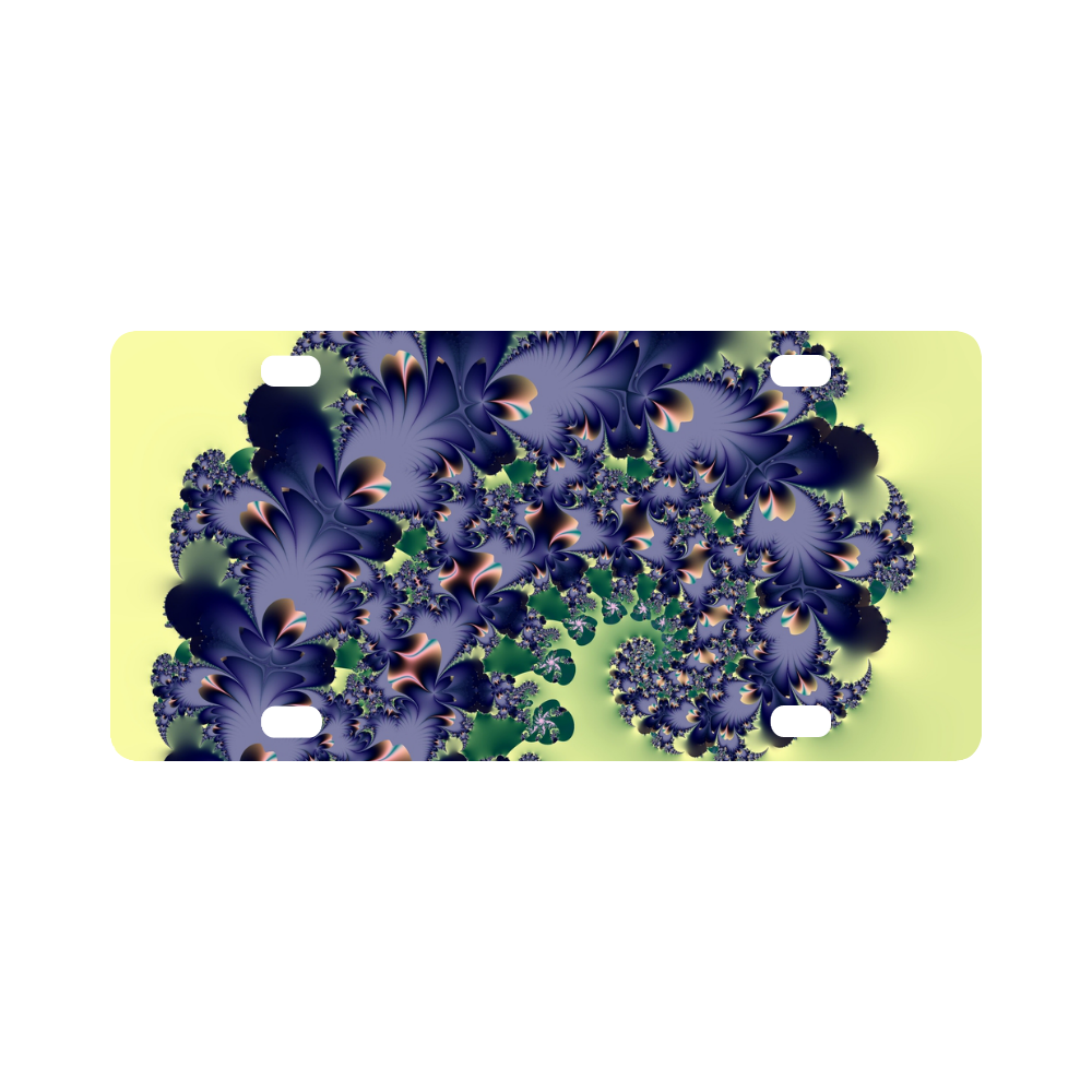 Fantastical Purple Feathers Fractal Abstract Classic License Plate