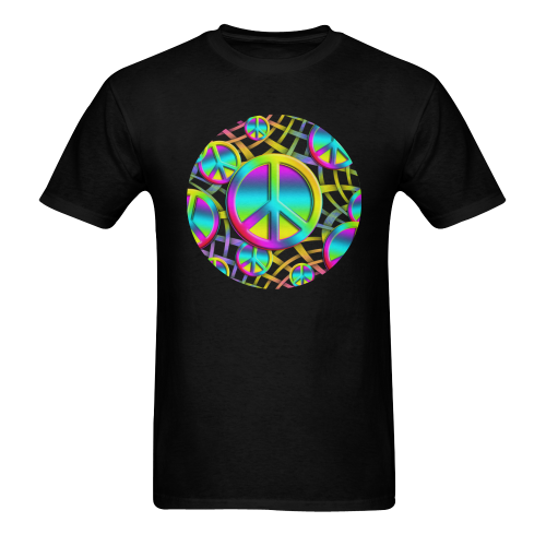 Neon Colorful Peace Pattern Men's T-Shirt in USA Size (Two Sides Printing)