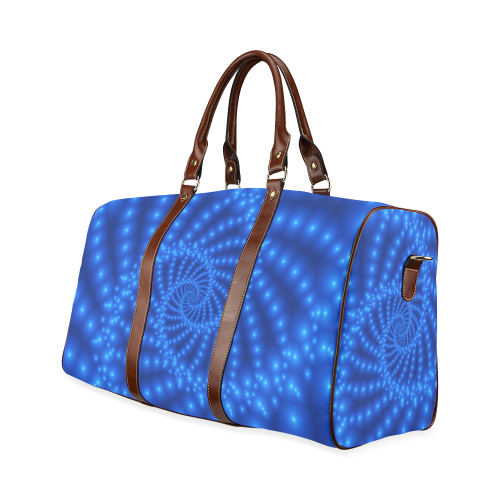 Glossy Blue Beads Spiral Fractal Waterproof Travel Bag/Large (Model 1639)