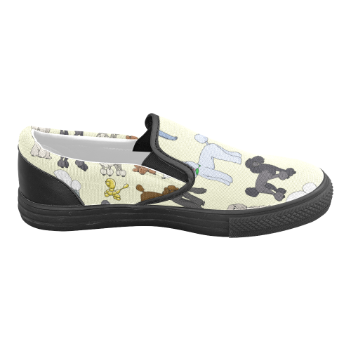 poodles cream Women's Unusual Slip-on Canvas Shoes (Model 019)