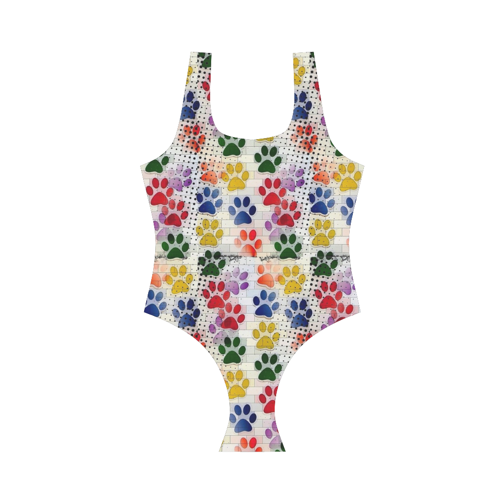 On silent paws by Nico Bielow Vest One Piece Swimsuit (Model S04)