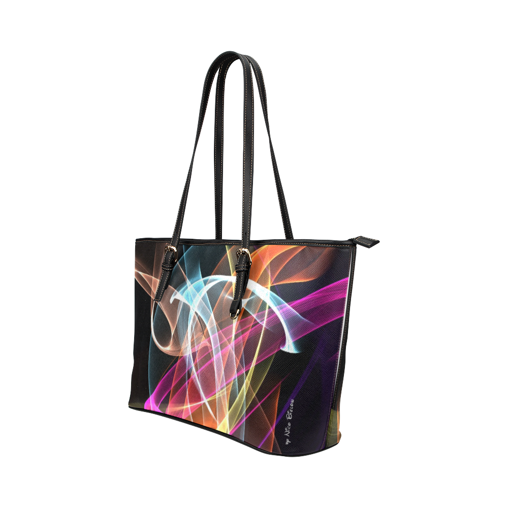 Fireworks by Nico Bielow Leather Tote Bag/Large (Model 1651)
