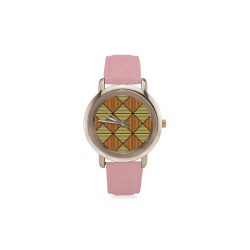 Geometric Triangle Pattern Women's Rose Gold Leather Strap Watch(Model 201)