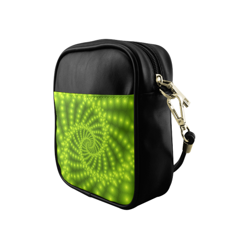 Glossy Lime Green  Beads Spiral Fractal Sling Bag (Model 1627)