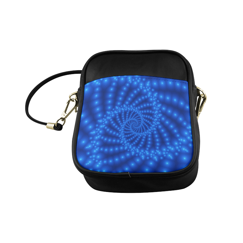 Glossy  Royal Blue Beads Spiral Fractal Sling Bag (Model 1627)