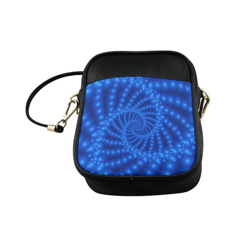 Glossy  Royal Blue Beads Spiral Fractal Sling Bag (Model 1627)