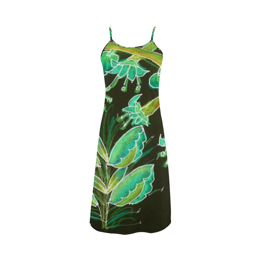 Irish Garden, Lime Green Flowers Dance in Joy Alcestis Slip Dress (Model D05)