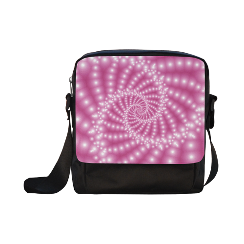 Glossy  Pink Beads Spiral Fractal Crossbody Nylon Bags (Model 1633)
