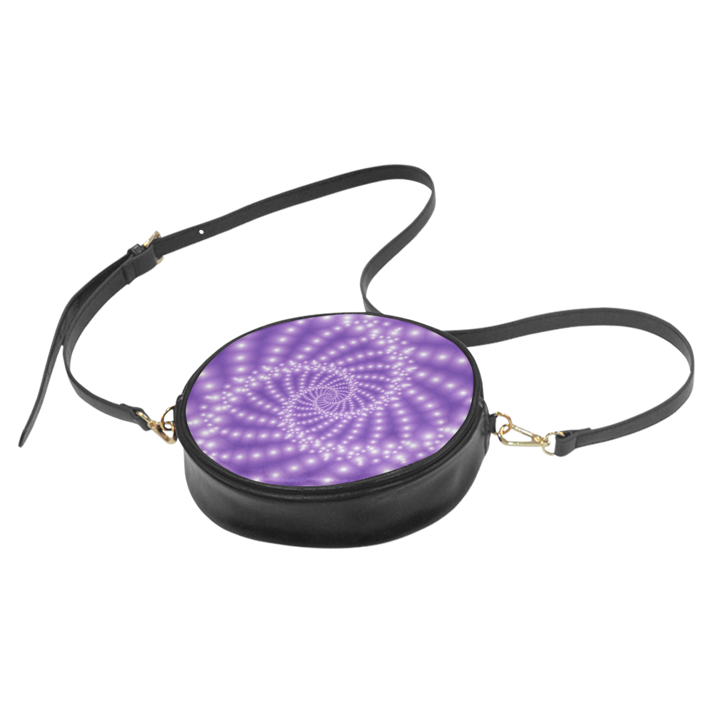 Glossy  Purple Beads Spiral Fractal Round Sling Bag (Model 1647)