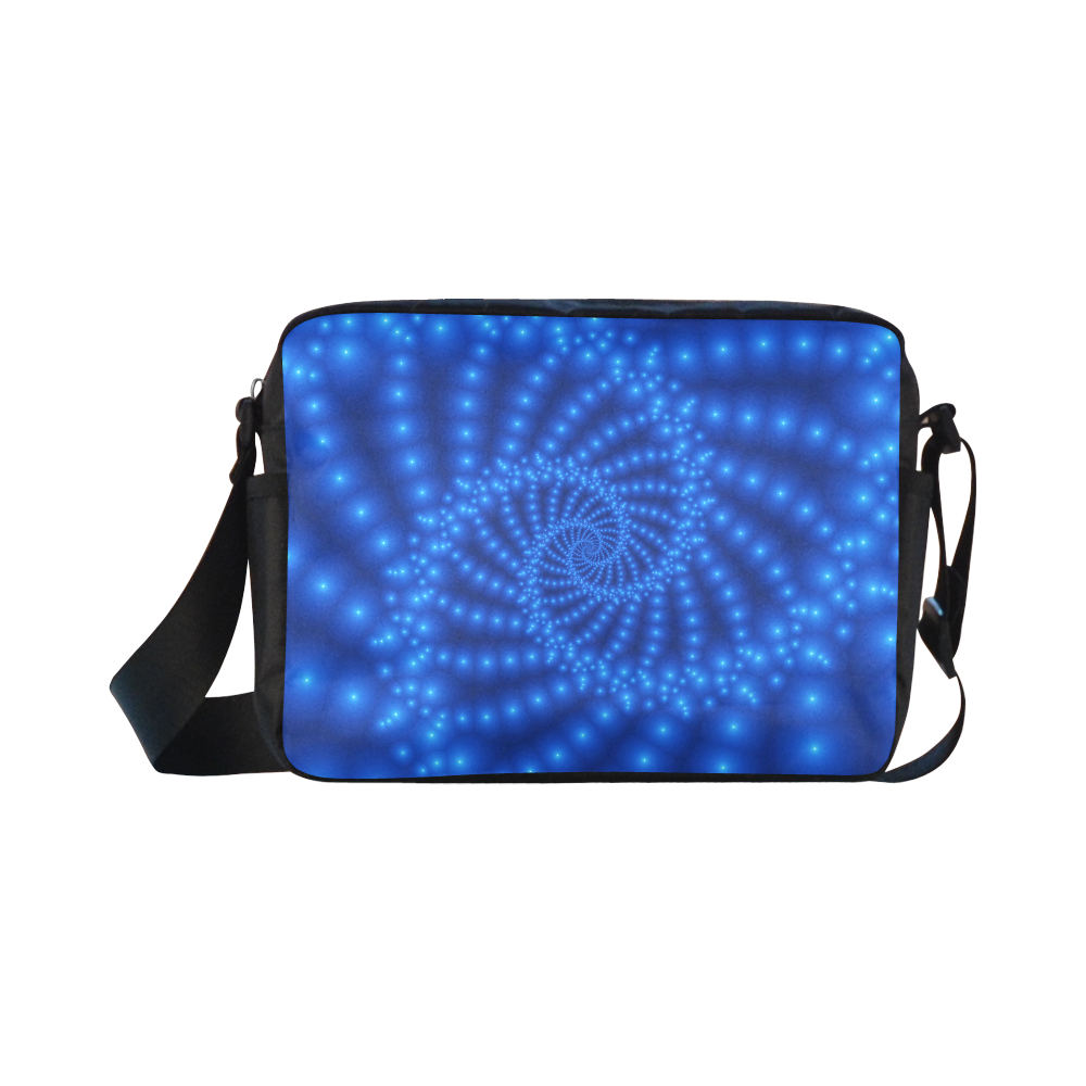 Glossy  Royal Blue Beads Spiral Fractal Classic Cross-body Nylon Bags (Model 1632)