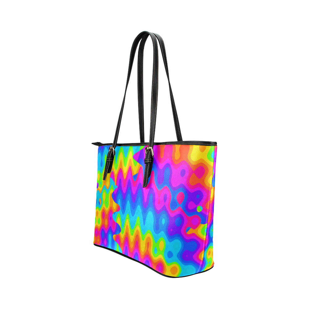 Amazing Acid Rainbow Leather Tote Bag/Small (Model 1651)