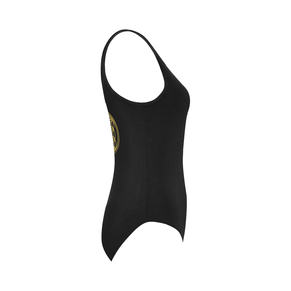FLOWER OF LIFE gold Vest One Piece Swimsuit (Model S04)