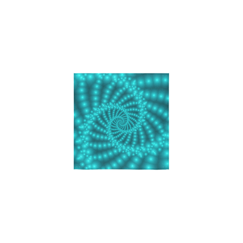 Glossy  Turquosie  Beads Spiral Fractal Square Towel 13“x13”