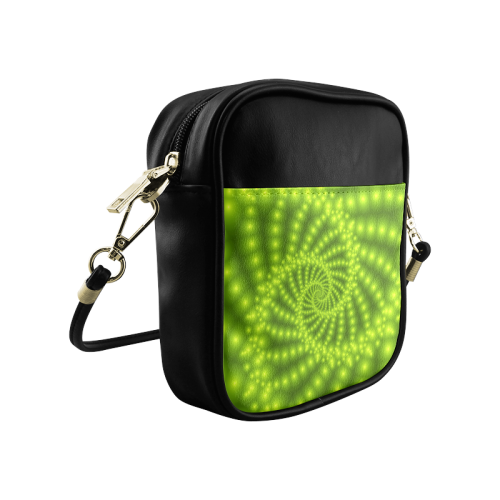 Glossy Lime Green  Beads Spiral Fractal Sling Bag (Model 1627)