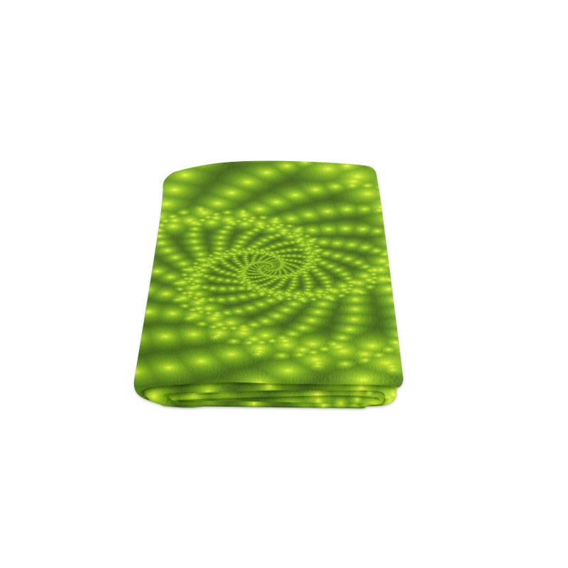 Glossy Lime Green  Beads Spiral Fractal Blanket 50"x60"