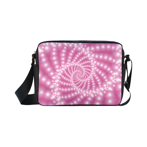 Glossy  Pink Beads Spiral Fractal Classic Cross-body Nylon Bags (Model 1632)