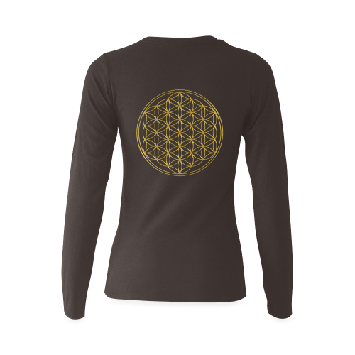 FLOWER OF LIFE gold Sunny Women's T-shirt (long-sleeve) (Model T07)