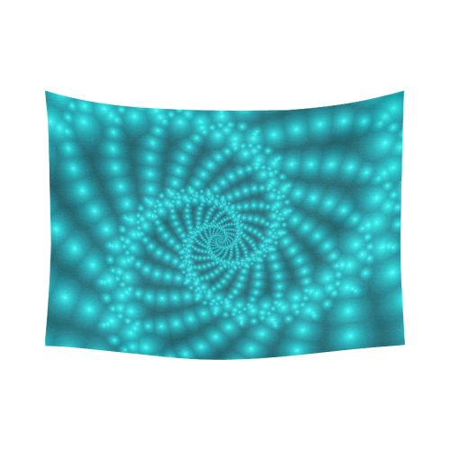 Glossy Turquoise  Beads Spiral Fractal Cotton Linen Wall Tapestry 80"x 60"