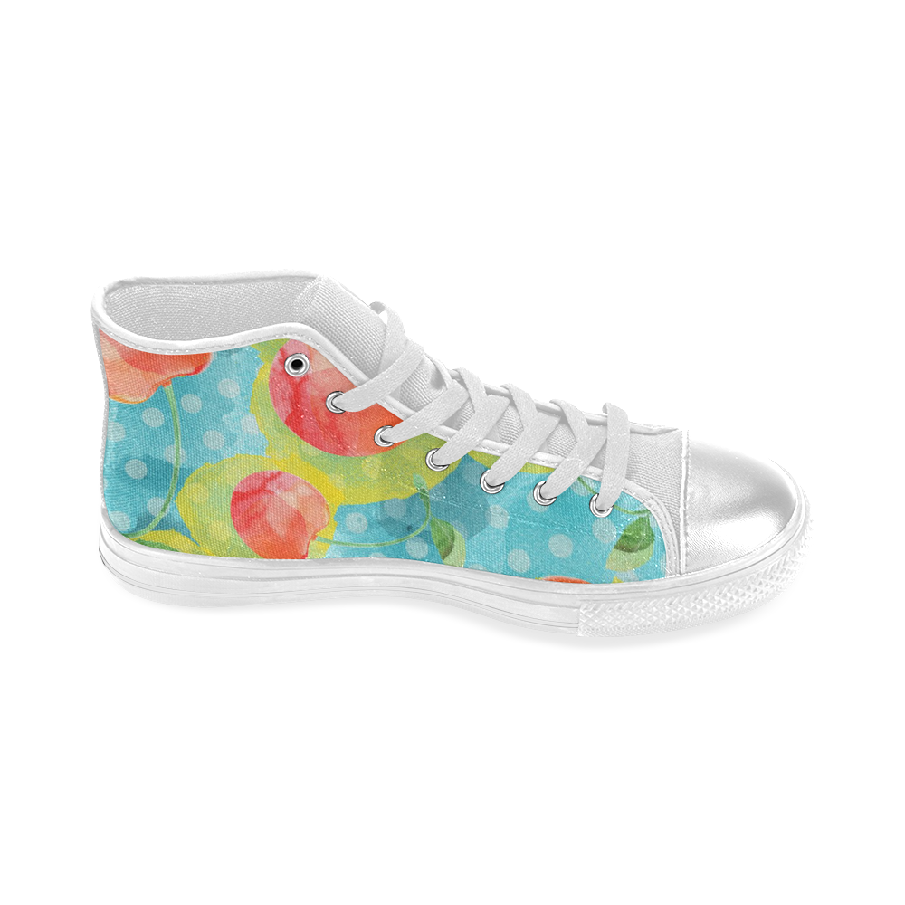 Cherries Women's Classic High Top Canvas Shoes (Model 017)