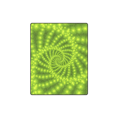 Glossy Lime Green  Beads Spiral Fractal Blanket 40"x50"