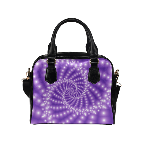 Glossy Purple Beads Spiral Fractal Shoulder Handbag (Model 1634)