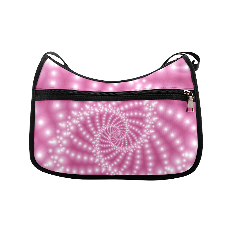 Glossy  Pink Beads Spiral Fractal Crossbody Bags (Model 1616)