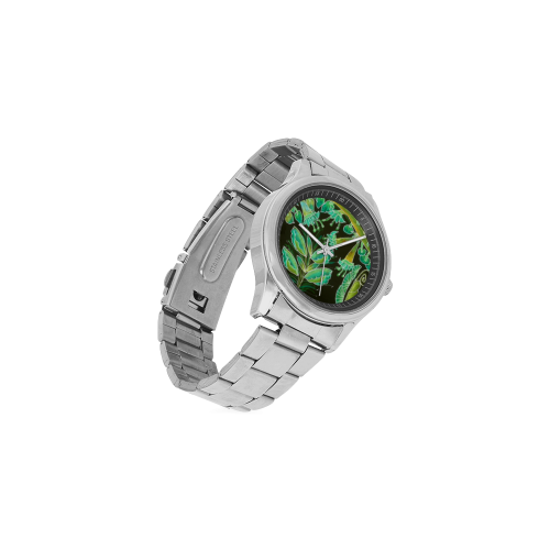 Irish Garden, Lime Green Flowers Dance in Joy Men's Stainless Steel Watch(Model 104)