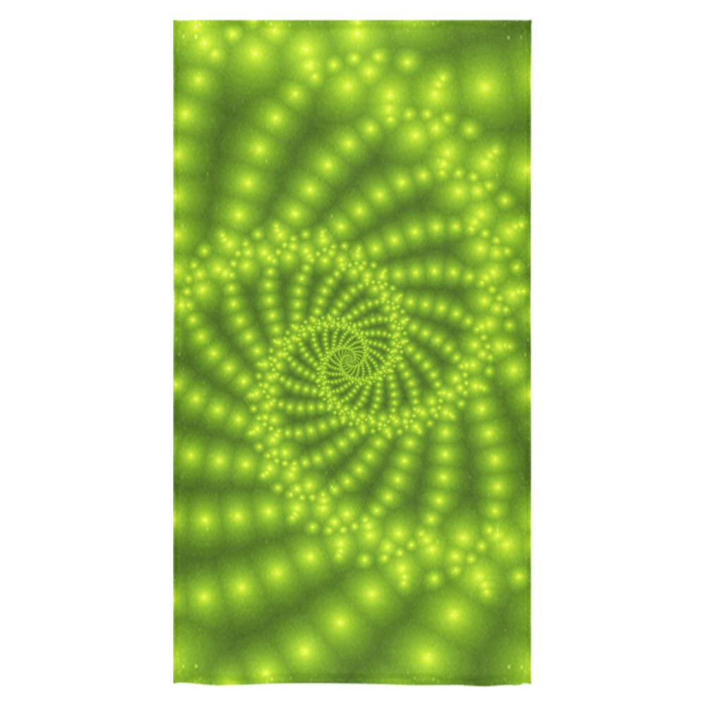 Glossy Lime Green  Beads Spiral Fractal Bath Towel 30"x56"