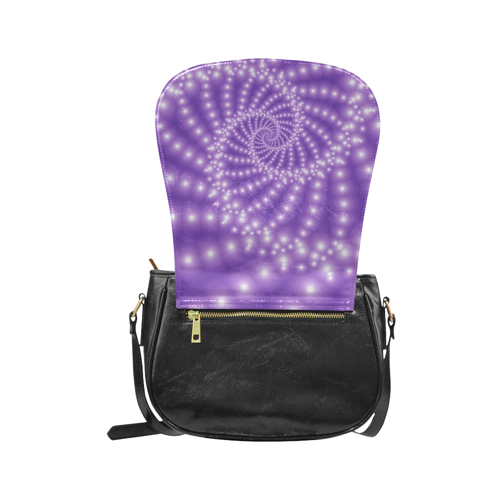 Glossy Purple Beads Spiral Fractal Classic Saddle Bag/Large (Model 1648)