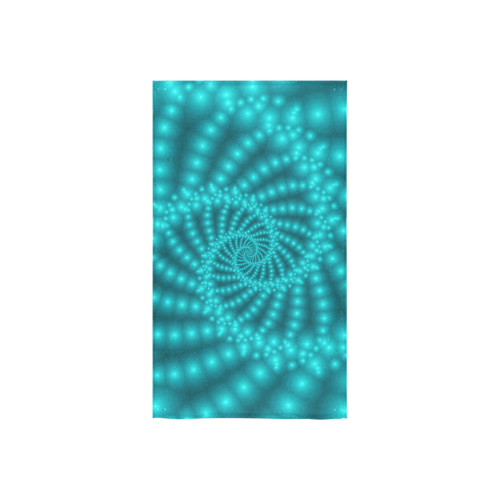 Glossy  Turquosie  Beads Spiral Fractal Custom Towel 16"x28"