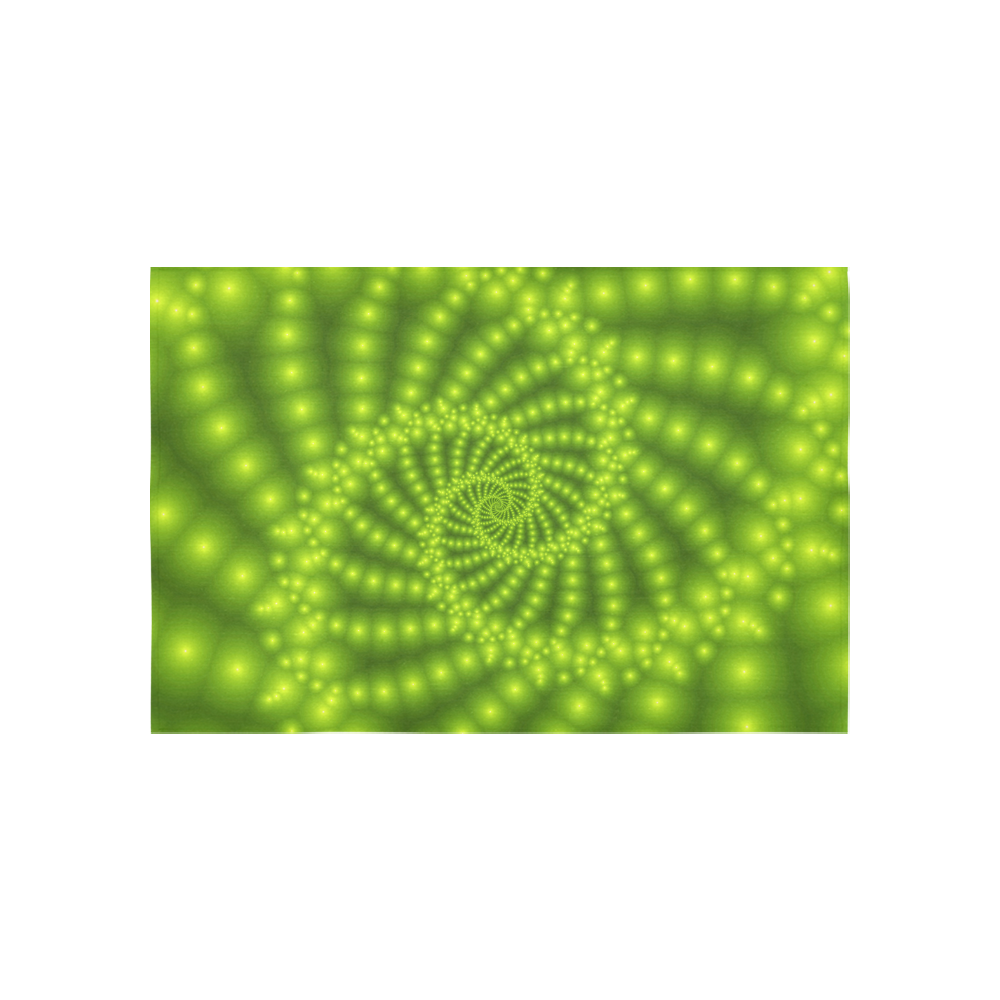 Glossy Lime Green  Beads Spiral Fractal Cotton Linen Wall Tapestry 60"x 40"