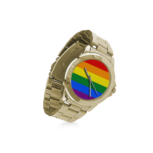 Gay Pride Rainbow Flag Stripes Custom Gilt Watch(Model 101)