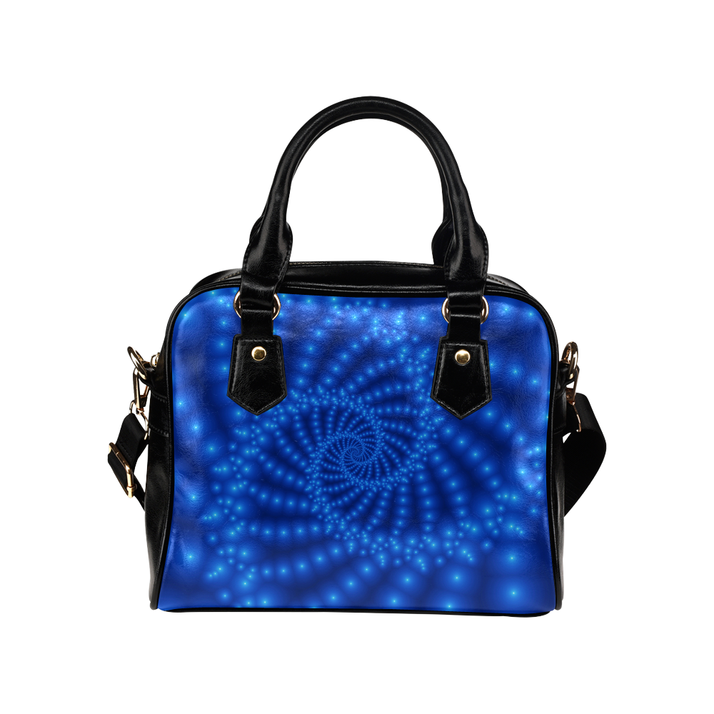 Glossy Royal Blue Beads Spiral Fractal Shoulder Handbag (Model 1634)