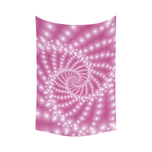 Glossy  Pink   Beads Spiral Fractal Cotton Linen Wall Tapestry 90"x 60"