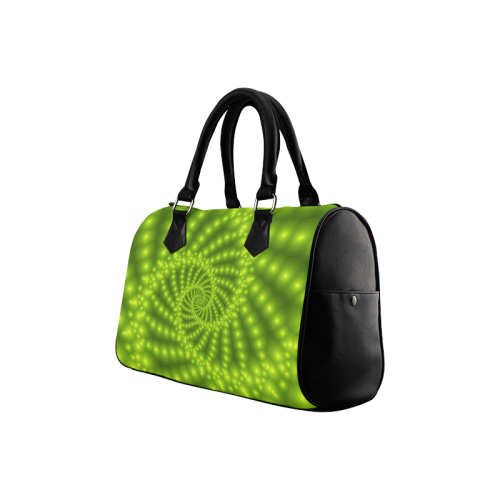 Glossy Lime Green  Beads Spiral Fractal Boston Handbag (Model 1621)