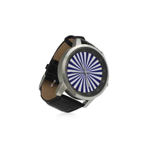 Blue Spiral Unisex Stainless Steel Leather Strap Watch(Model 202)