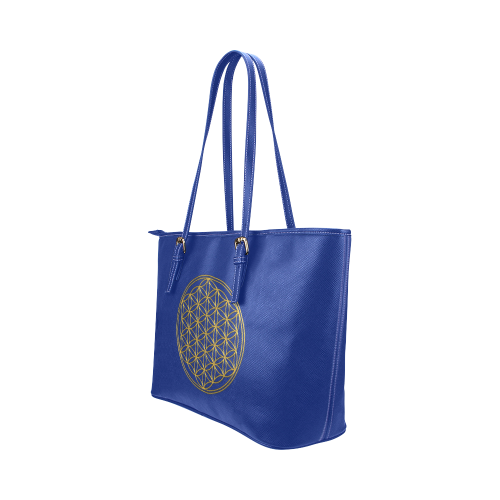 FLOWER OF LIFE gold Leather Tote Bag/Large (Model 1651)