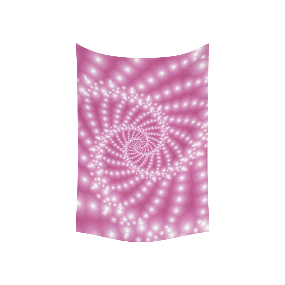 Glossy  Pink   Beads Spiral Fractal Cotton Linen Wall Tapestry 60"x 40"