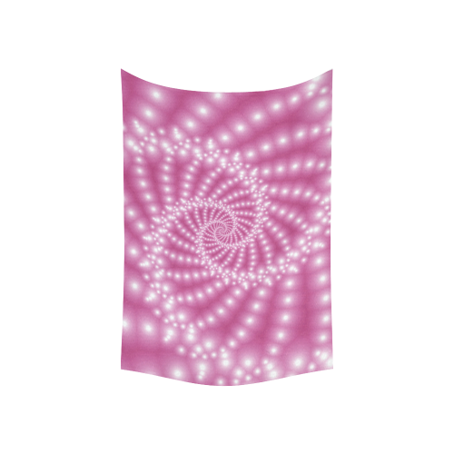 Glossy  Pink   Beads Spiral Fractal Cotton Linen Wall Tapestry 60"x 40"