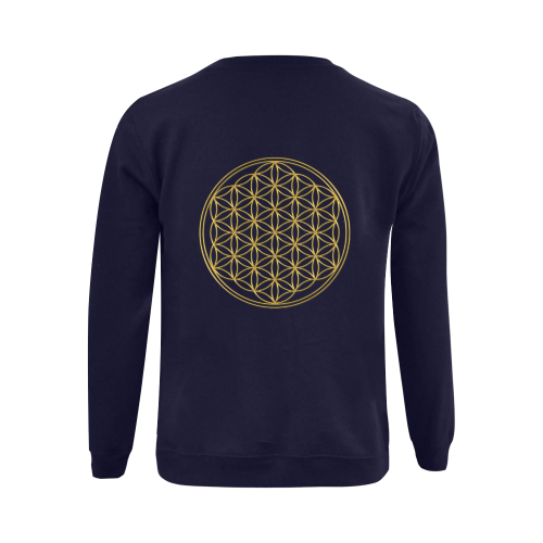 FLOWER OF LIFE gold Gildan Crewneck Sweatshirt(NEW) (Model H01)