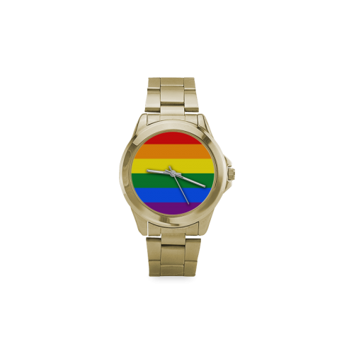 Gay Pride Rainbow Flag Stripes Custom Gilt Watch(Model 101)