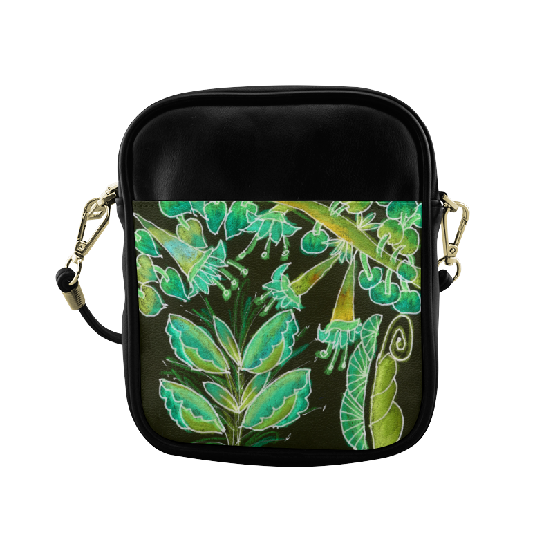 Irish Garden, Lime Green Flowers Dance in Joy Sling Bag (Model 1627)