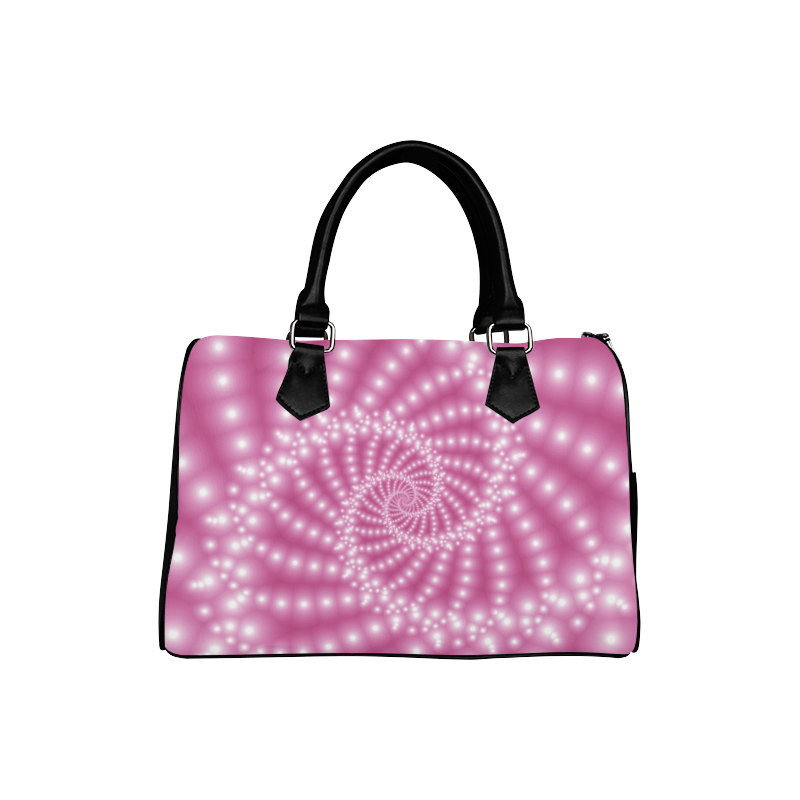 Glossy Pink Beads Spiral Fractal Boston Handbag (Model 1621)