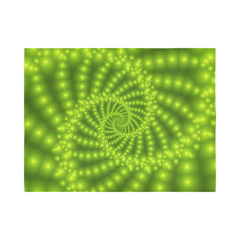 Glossy Lime Green  Beads Spiral Fractal Cotton Linen Wall Tapestry 80"x 60"