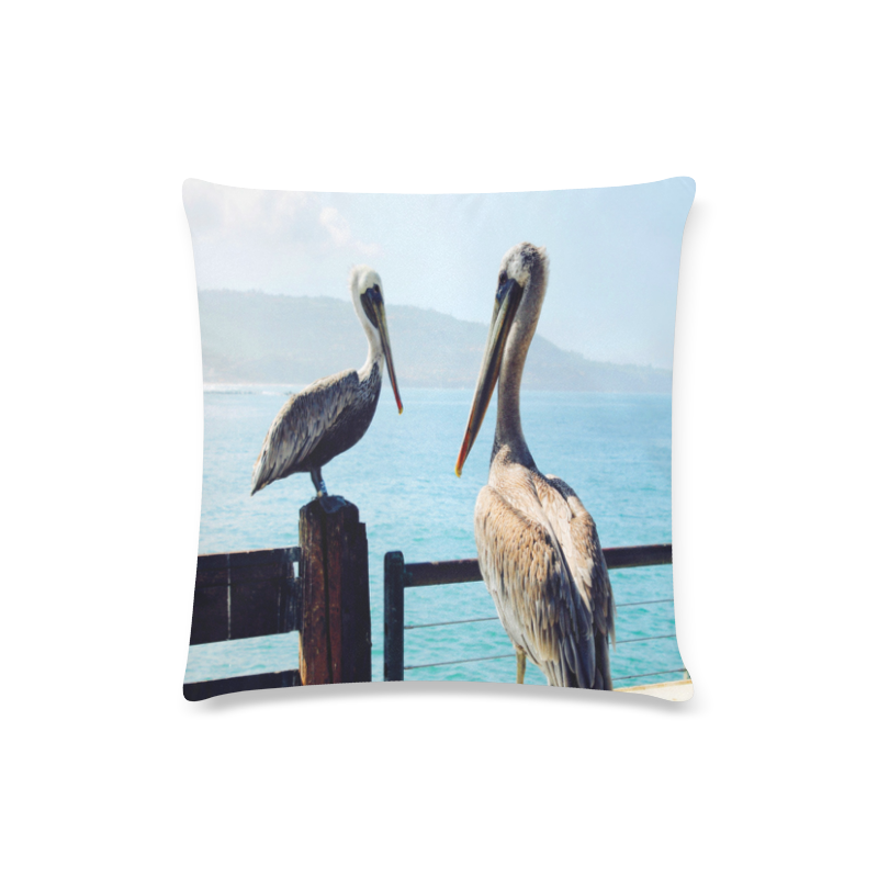 Seaside Pelican Chat Custom Zippered Pillow Case 16"x16"(Twin Sides)