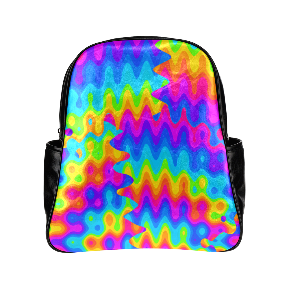 Amazing Acid Rainbow Multi-Pockets Backpack (Model 1636)